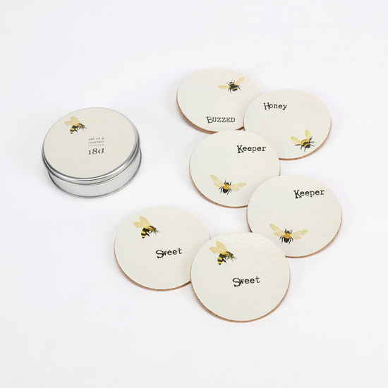 Bee Coasters in Tin | Set of 6