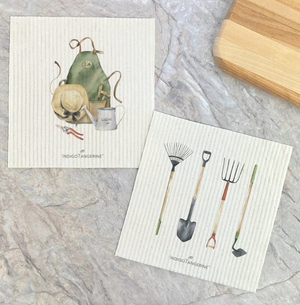Garden Tools + Apron & Hat | Set of 2 Swedish Dishcloths
