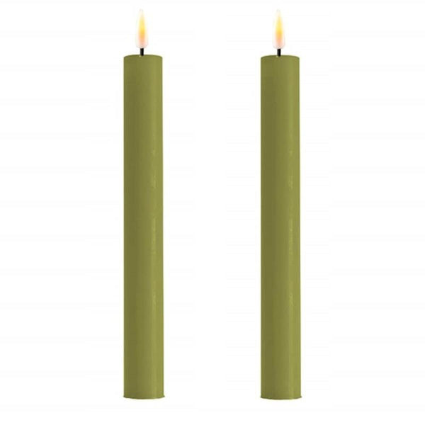 9.6" LED Taper Candles | Olive Green