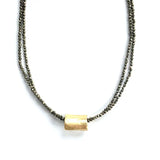 Barrel on Double Pyrite | Beaded Necklace