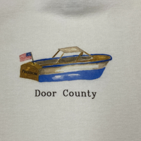 Blue Freedom Boat Door County Onesie | 6 Mo