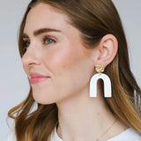 White Beaus with Hammered Gold Post Earrings