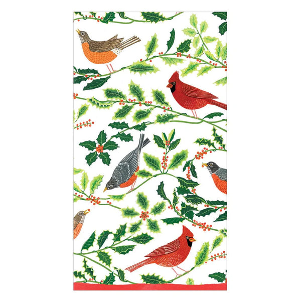 Holly & Songbirds White + Silver Guest Towels