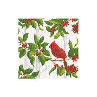Holly & Songbirds White + Silver Cocktail Napkins
