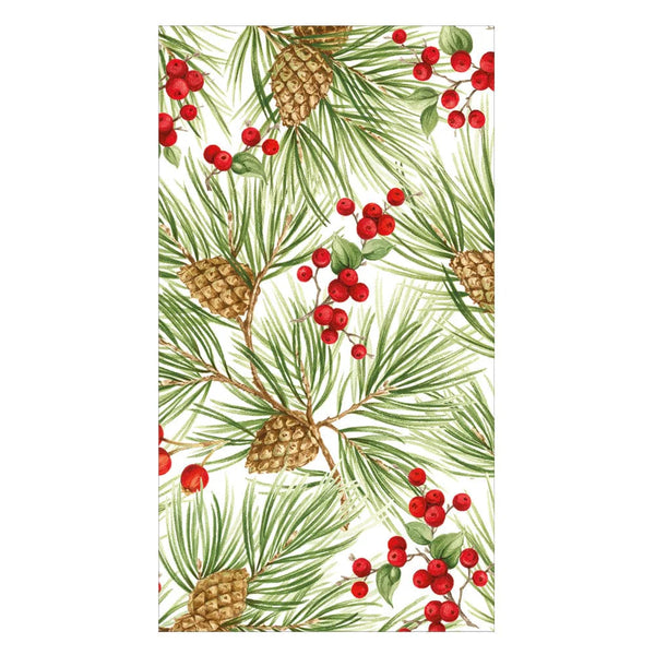 Evergreen & Berries White Guest Towels