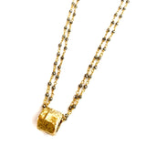 Gold Barrel on Double Pyrite Necklace