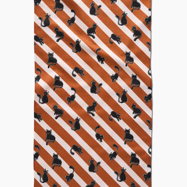 Orange Striped Black Cats Kitchen Towel