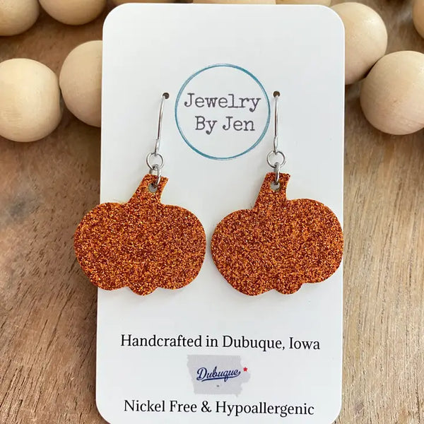 Small Pumpkin Earrings | Orange