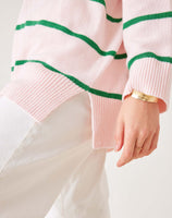 Montauk V-Neck Sweater | Soft Pink + Clover