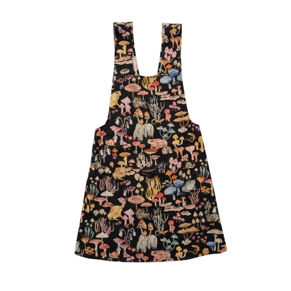 Mushroom Magic Black Pinafore Apron