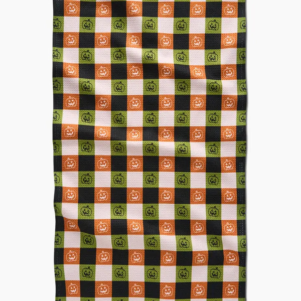Jack-O-Lantern Checker Kitchen Towel