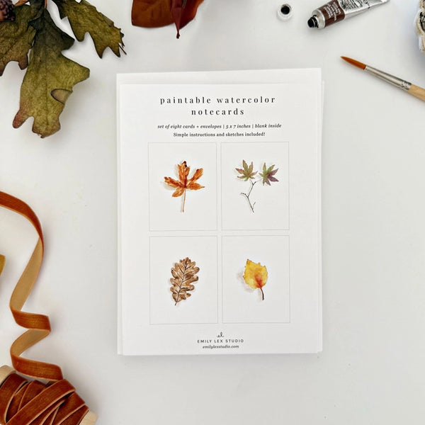 Paintable Notecards | Fall Leaves