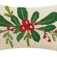 Holiday Foliage Hooked Wool Pillow