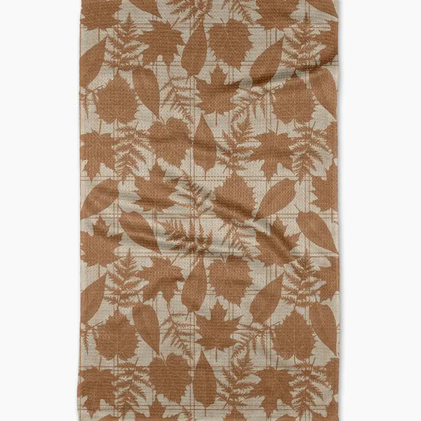 Autumnal Leaves Gold Kitchen Towel