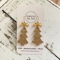 Christmas Tree Bow Earrings | Gold