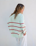 Montauk V-Neck Sweater | Soft Blue + Blood Orange