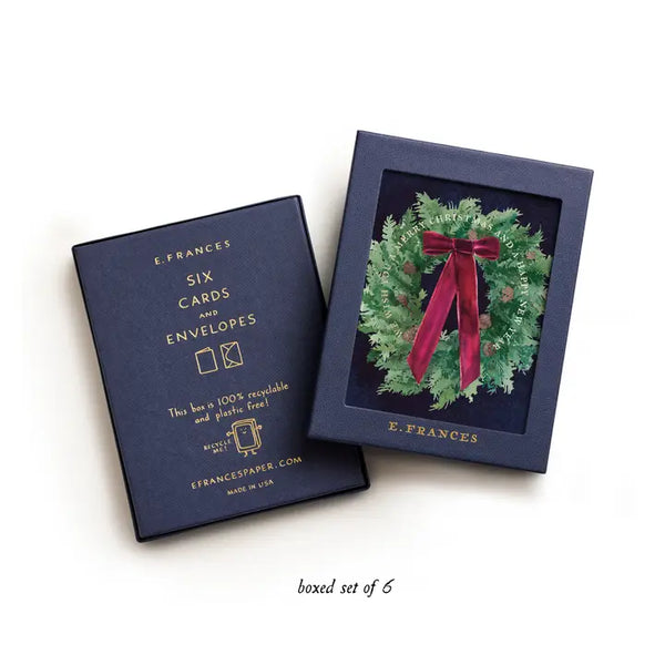 Velvet Bow Wreath Cards | Boxed Set of 6