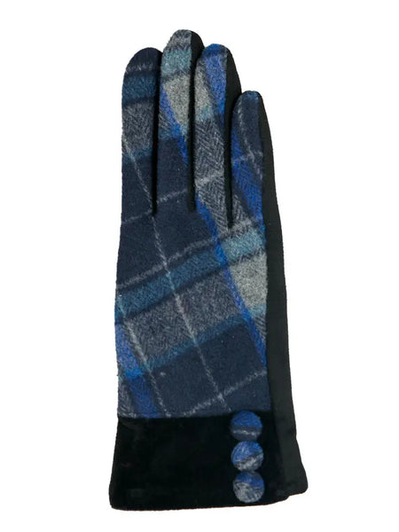 Paris Gloves | Navy & Gray Plaid