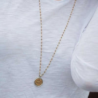Coin in Gold on Pyrite | Long Necklace
