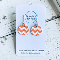 Mini Pumpkin Earrings | White + Orange Zig Zag