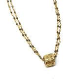 Gold Barrel on Double Pyrite Necklace