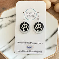 Paw Charm Earrings | Black + Silver