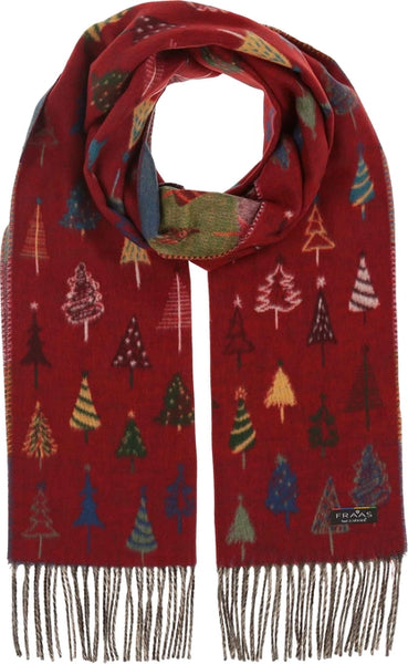 Colorful Fir Trees Cashmink Scarf | Red