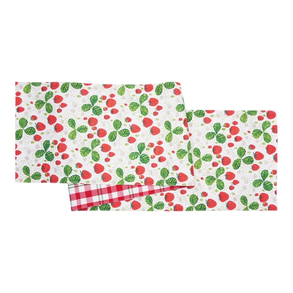 Strawberry Patch & Plaid Table Runner | 72 Inch