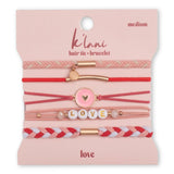 Love Pink Hearts Hair Tie Bracelet Set | M