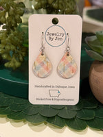 Small Teardrop Earrings | Spring Plaid