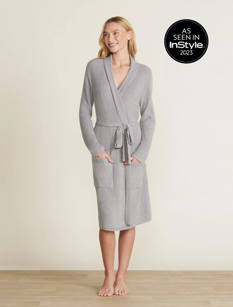 CozyChic Lite Dove Gray Ribbed Robe | Large/ExtraLarge