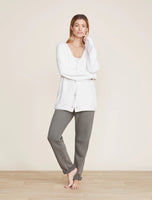 CozyChic Lite Cable Button Cardigan | Pearl | Small
