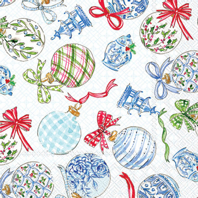 Blue Ornaments Cocktail Napkins