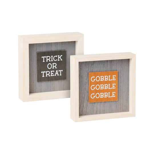 Trick/Gobble Reversible Framed Sign