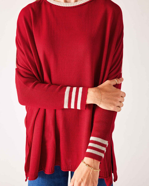 Catalina Crewneck Sweater | Red + White Sport