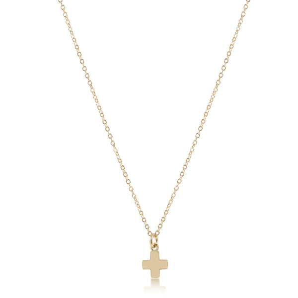 Signature Cross Small Charm | 16 Inch Gold Necklace