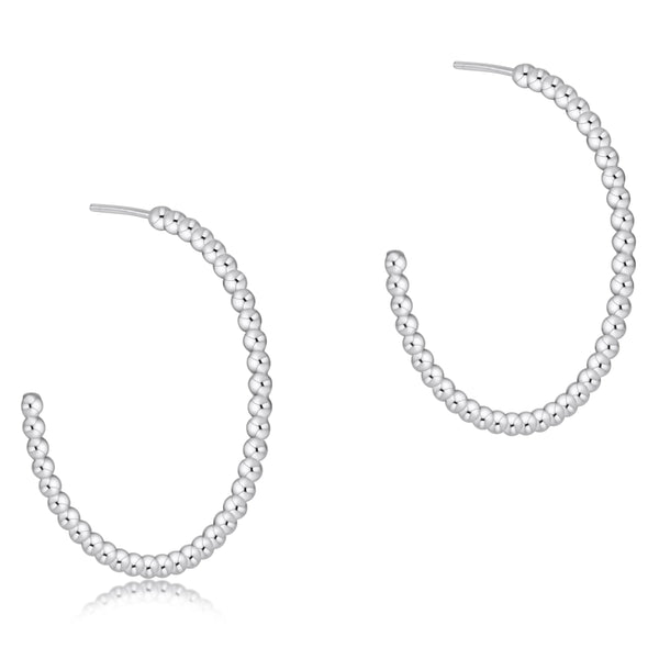 2mm Sterling Beaded Hoop Earrings | 1.25"