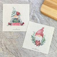 Christmas Gnomes | Set of 2 Swedish Dishcloths