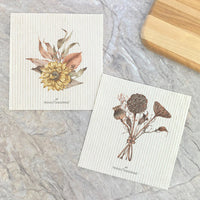 Dried Flowers + Lotus | Set of 2 Swedish Dishcloths
