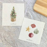 Christmas Tree + Ornaments | Set of 2 Swedish Dishcloths