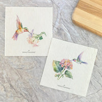 Hummingbird & Flower Swedish Dishcloths | Set of 2