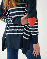 Amour Sweater | Navy Scarlet + White Stripes