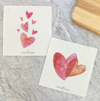 Pink & Orange Hearts | Set of 2 Swedish Dishcloths