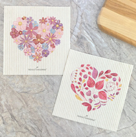 Floral Hearts | Set of 2 Swedish Dishcloths