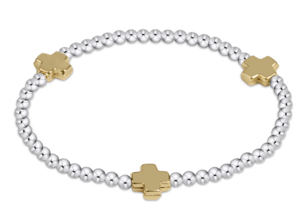 Extends Signature Cross Mixed Metals 3mm Bracelet