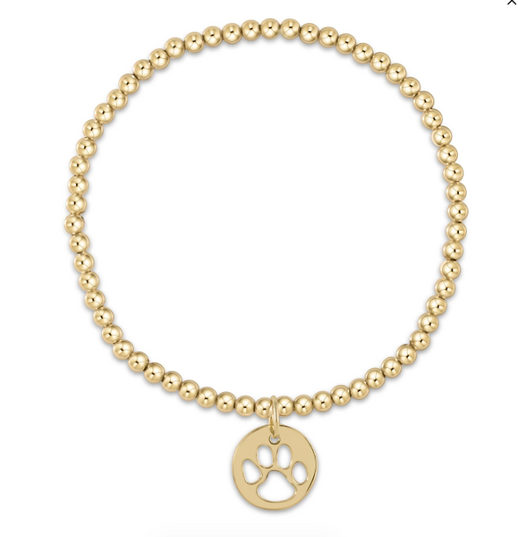 Extends Classic Gold 3mm Bracelet | Paw Print Disc Charm