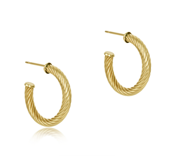 Gold Post Hoop 4mm Twisted Texture | 1.125 Inch