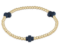 Signature Cross 3mm Gold Bracelet | Navy
