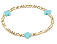Extends Signature Cross 3mm Gold Bracelet | Turquoise