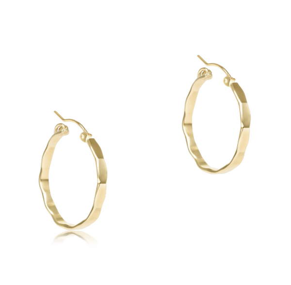 Scalloped Round Gold Hoop Earrings | 1.25 Inch